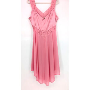 VTG 1980s Pink Princess Balletcore Coquette Fairy Lace Slip Vassarette Gown LG